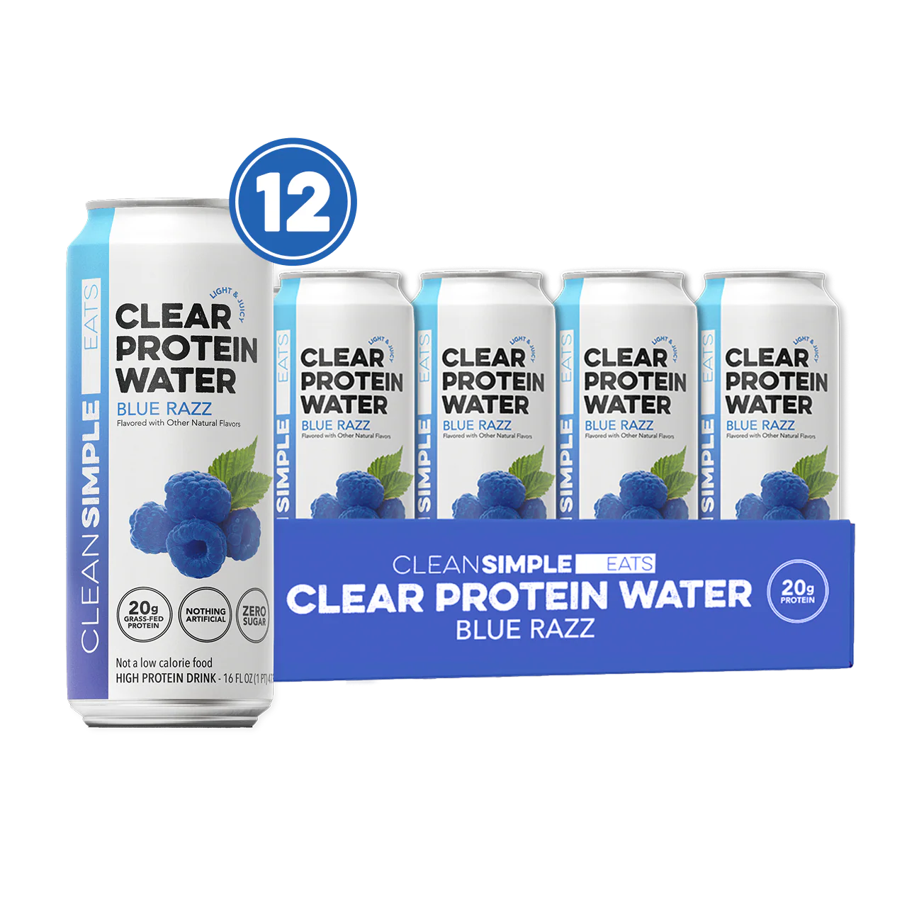 Clear Protein Water: Blue Razz (16 Oz. | 12 Pack)