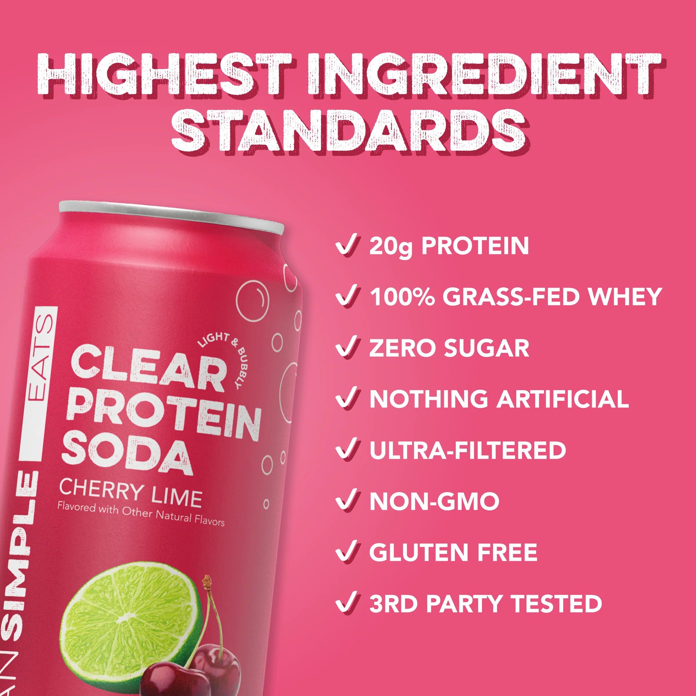 Clear Protein Soda: Cherry Lime (16 Oz. | 12 Pack) - Image 3