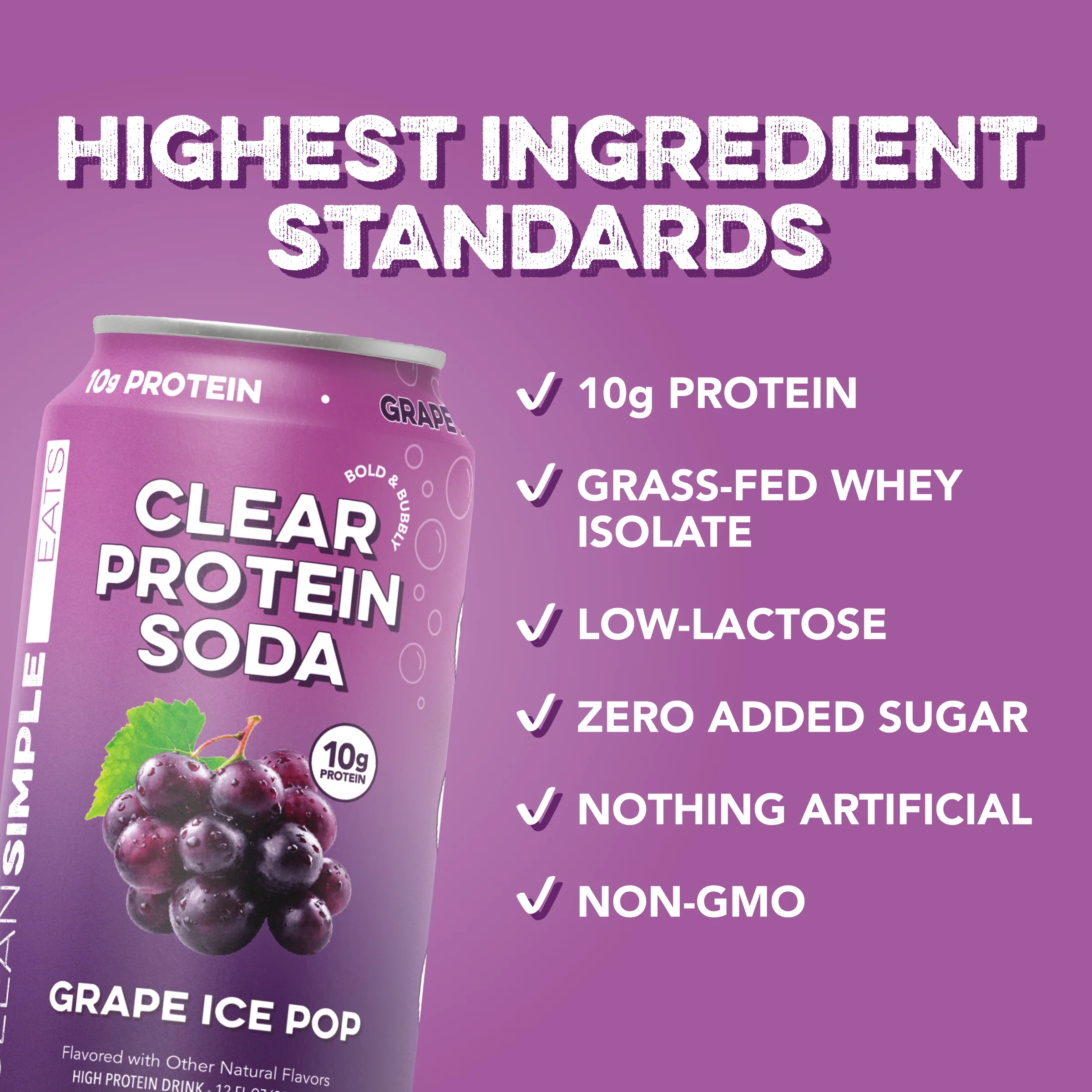 Clear Protein Soda: Grape Ice Pop (12 Oz. | 12 Pack) - Image 3