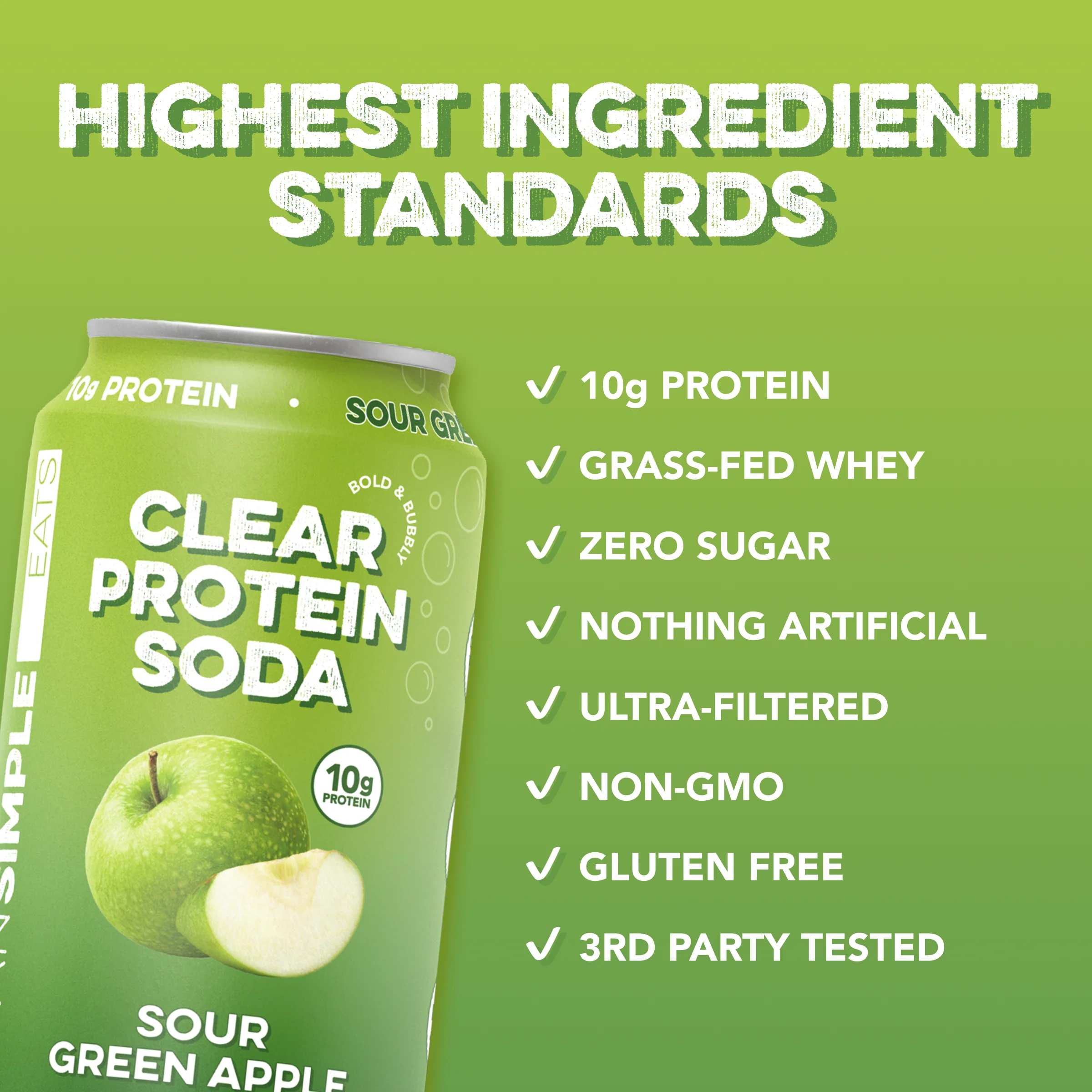 Clear Protein Soda: Sour Green Apple (12 Oz. | 12 Pack) - Image 3