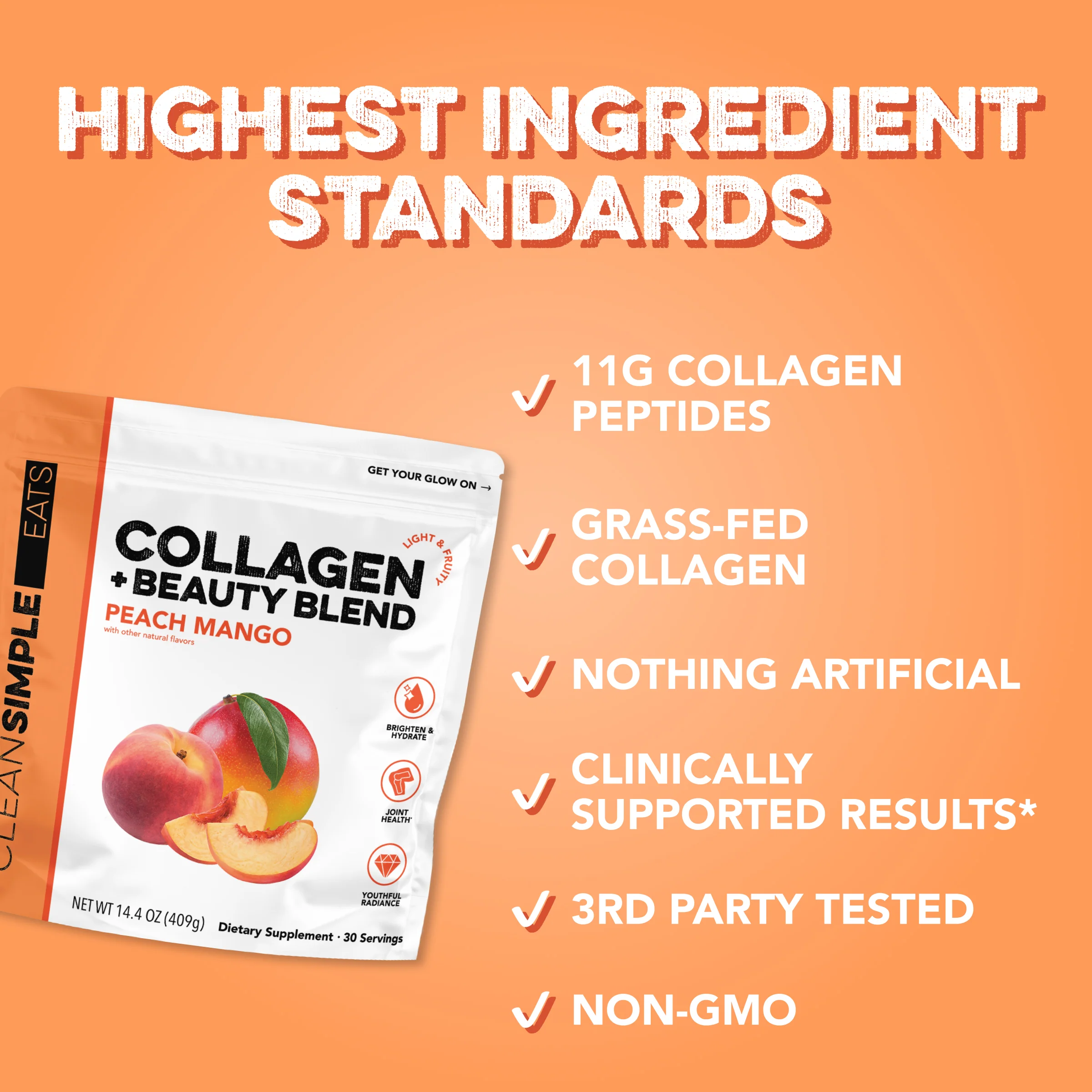 Collagen + Beauty Blend: Peach Mango (30 Servings) - Image 3