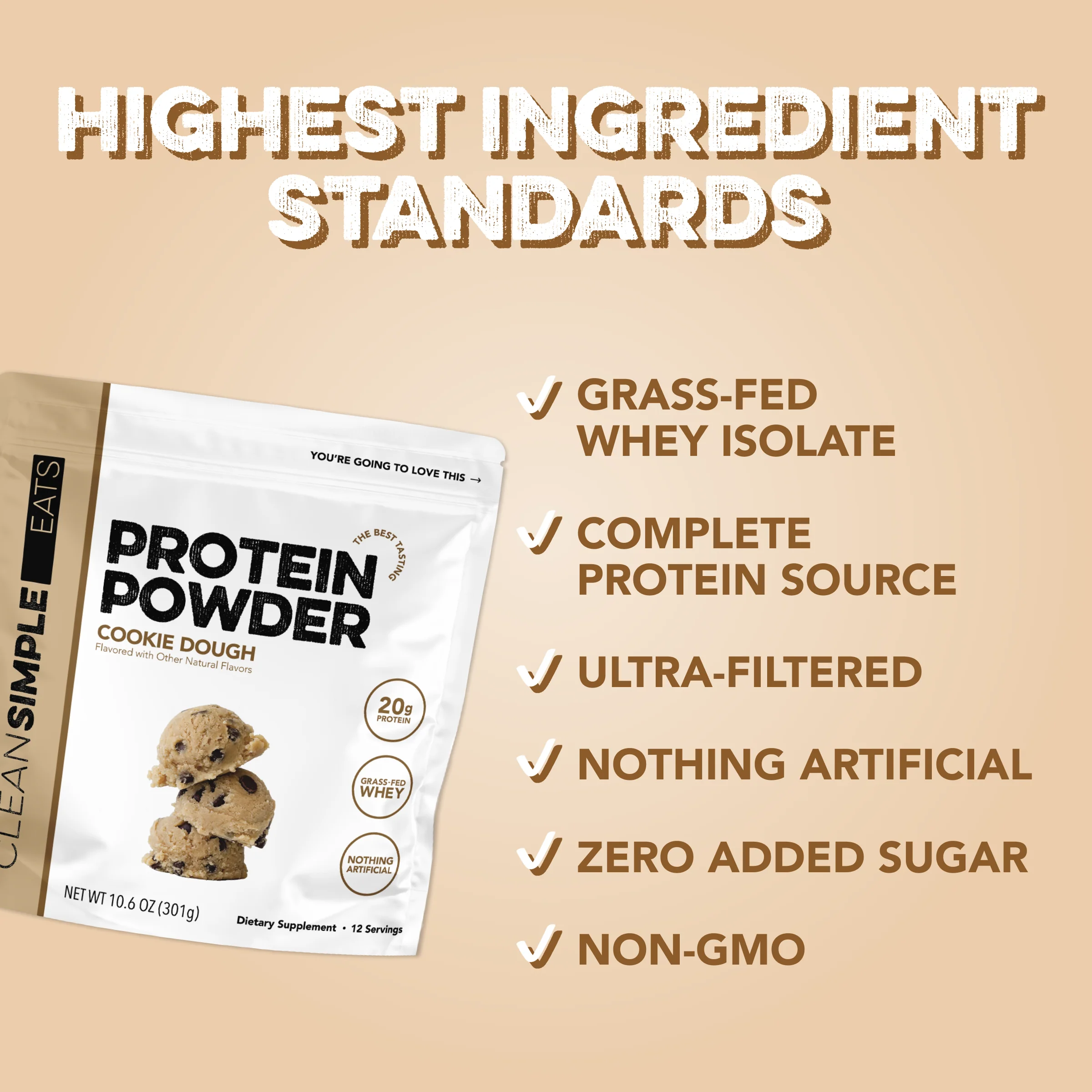 Protein Powder: Cookie Dough (12 Serving Bag) - Image 4