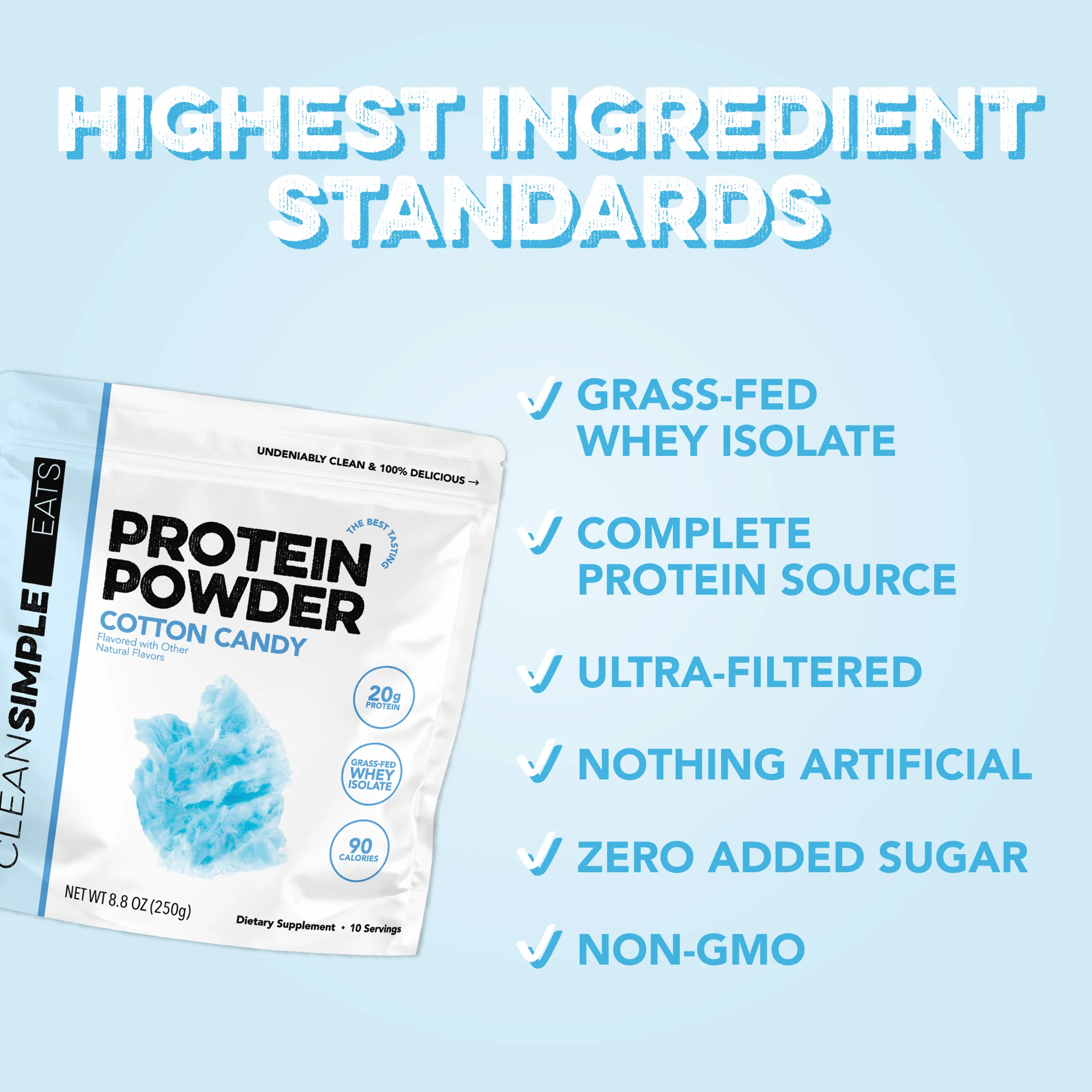 Protein Powder: Cotton Candy (10 Serving Bag) - Image 4
