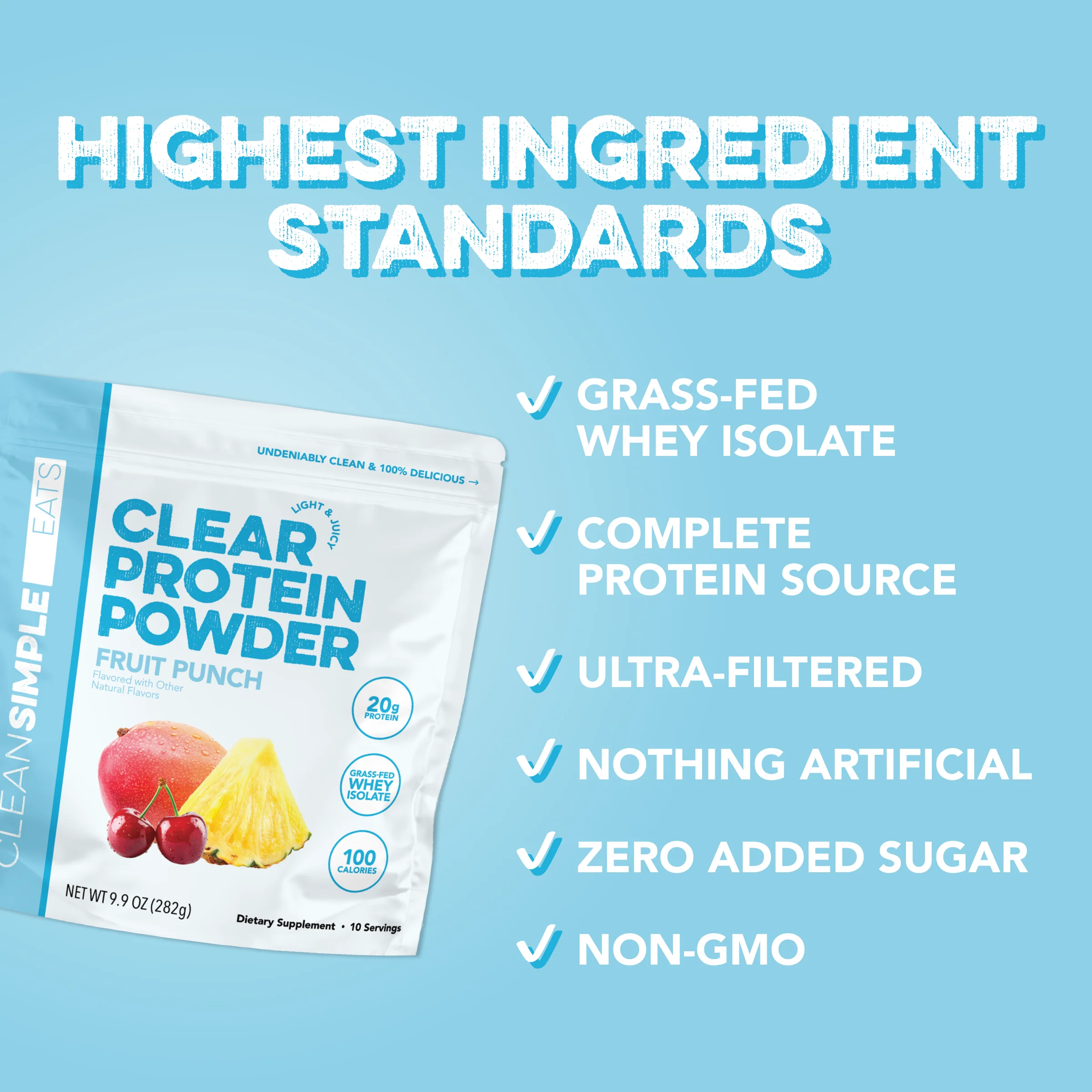 Clear Protein Powder: Fruit Punch (10 Serving) - Image 3