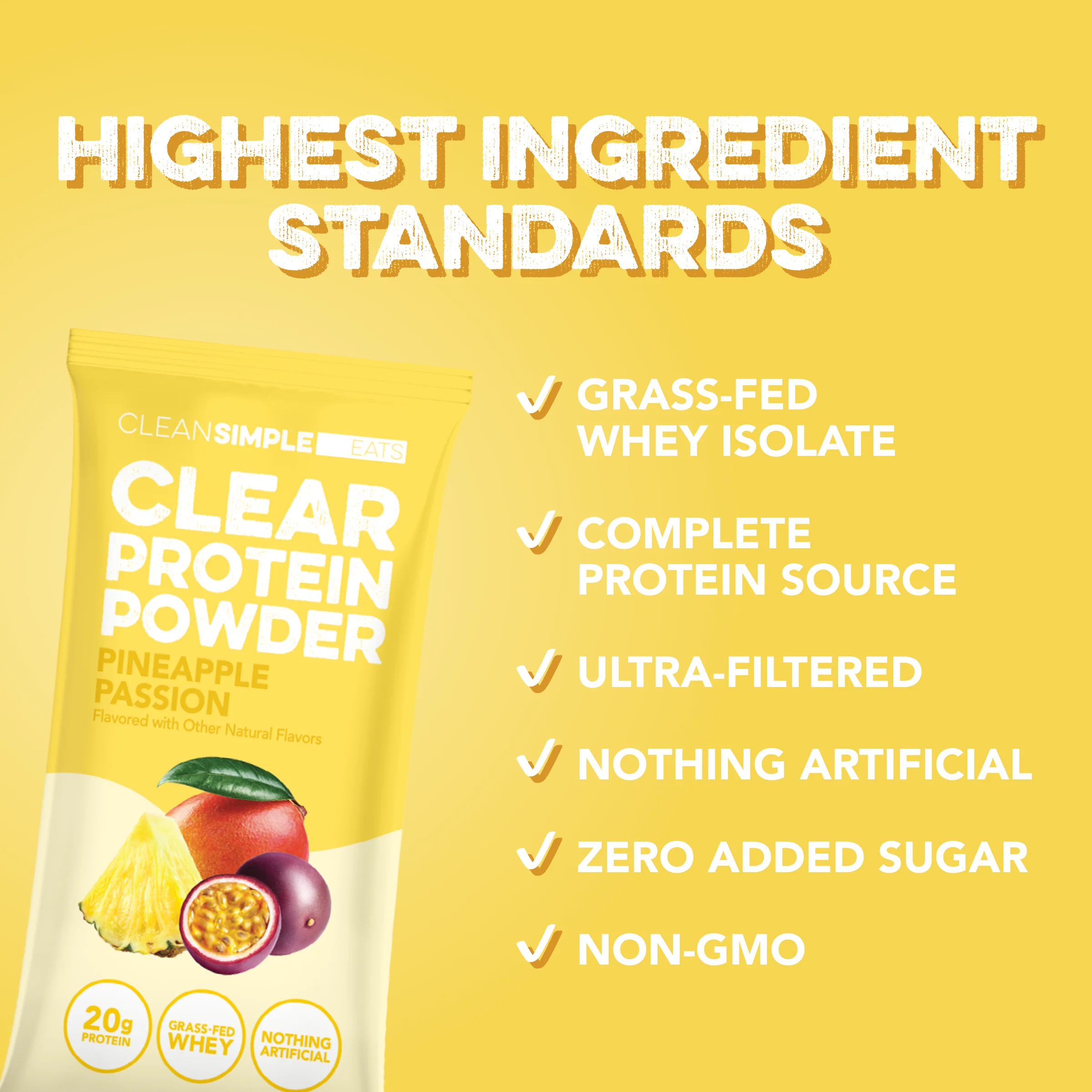 Clear Protein Powder: Pineapple Passion (8 Single Serving Stick Packs) - Image 3