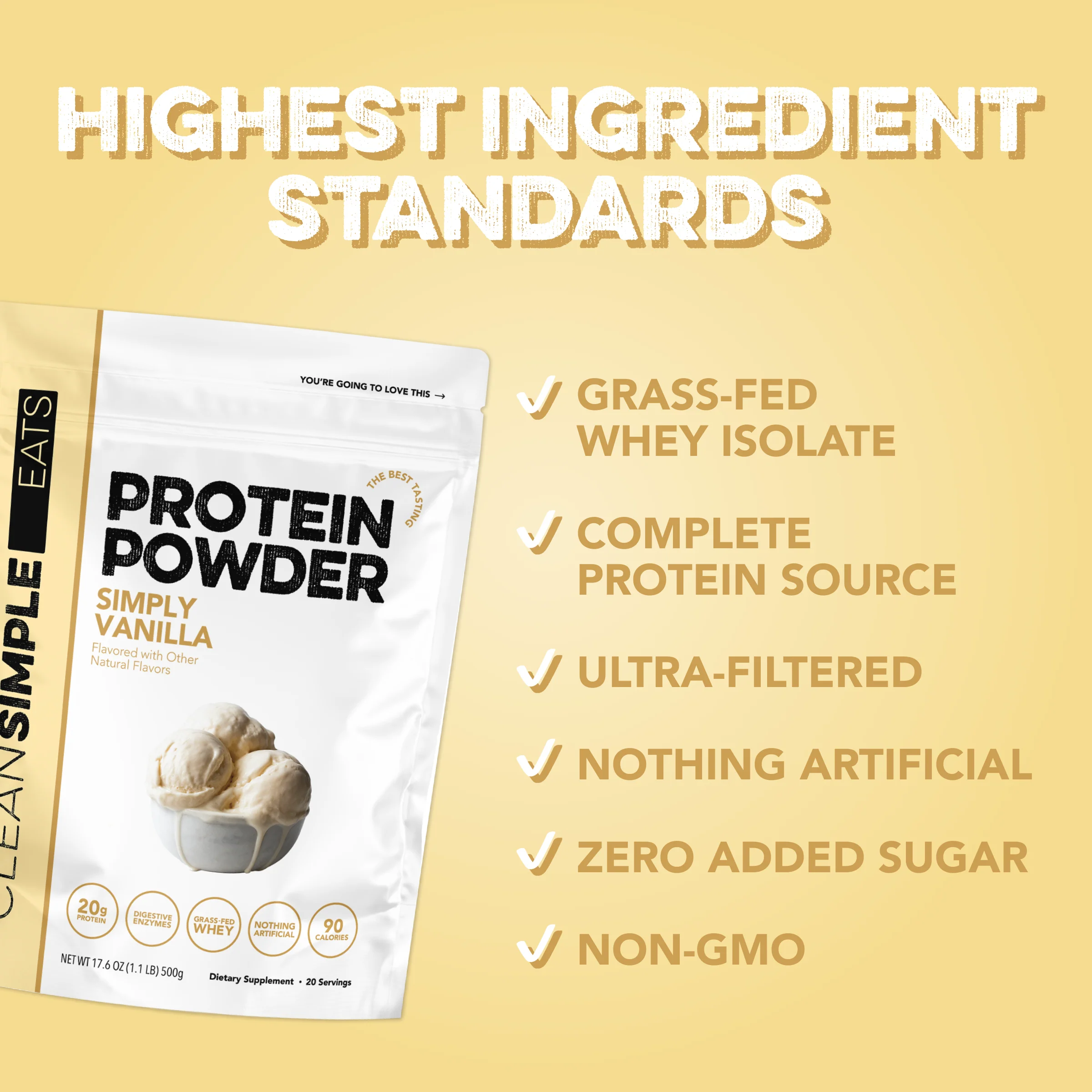 Protein Powder: Simply Vanilla (20 Serving Bag) - Image 4