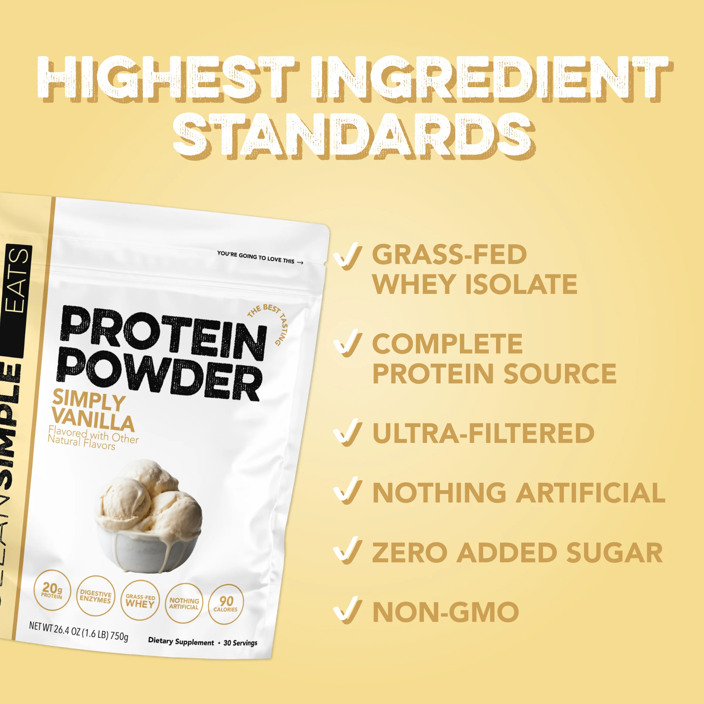 Protein Powder: Simply Vanilla (30 Serving Bag) - Image 4